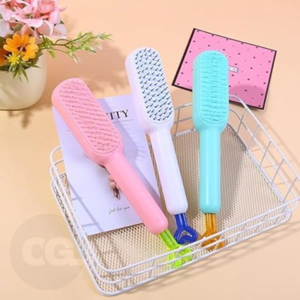 Self-Cleaning Hair Brush - One-Click Cleaning Telescopic Hair Comb, Anti-Static Hairbrush - Image 3