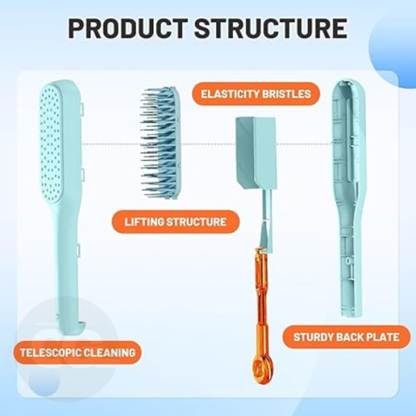 Self-Cleaning Hair Brush - One-Click Cleaning Telescopic Hair Comb, Anti-Static Hairbrush - Image 4