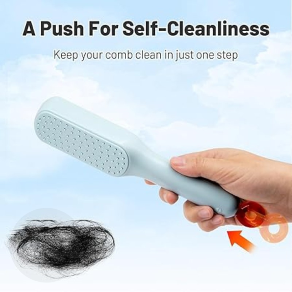 Self-Cleaning Hair Brush - One-Click Cleaning Telescopic Hair Comb, Anti-Static Hairbrush - Image 5